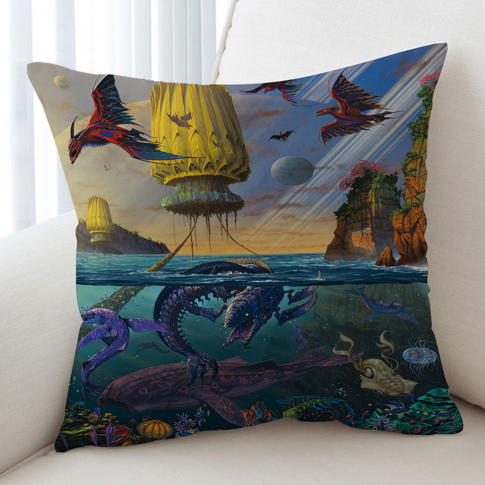 Cool Fantasy Art Frightening Ocean Cushion Covers