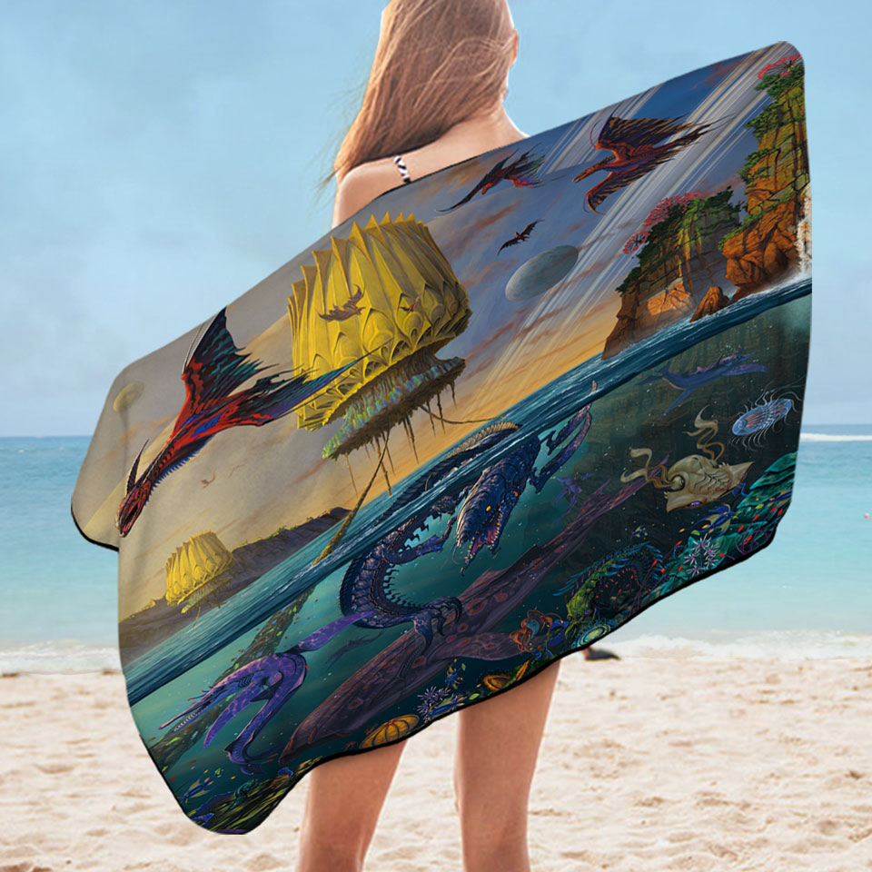 Cool Fantasy Art Frightening Ocean Pool Towels