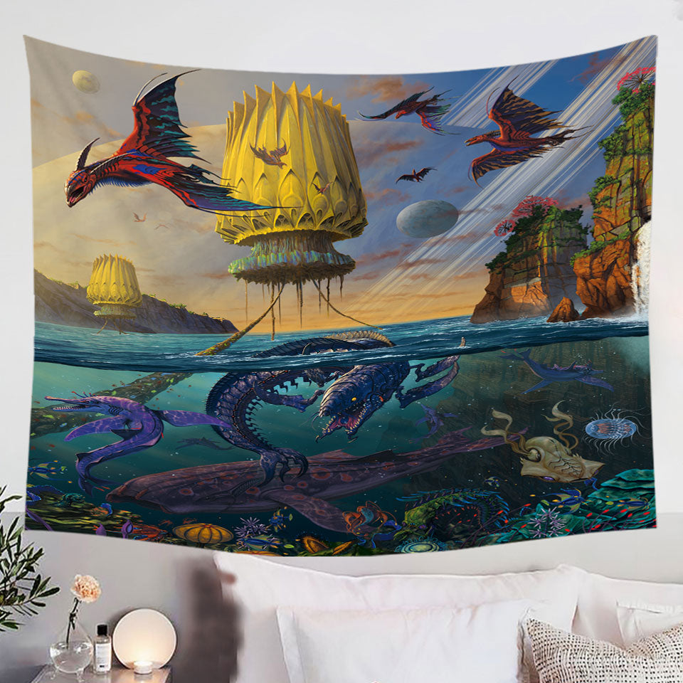 Cool-Fantasy-Art-Frightening-Ocean-Wall-Decor-Tapestry