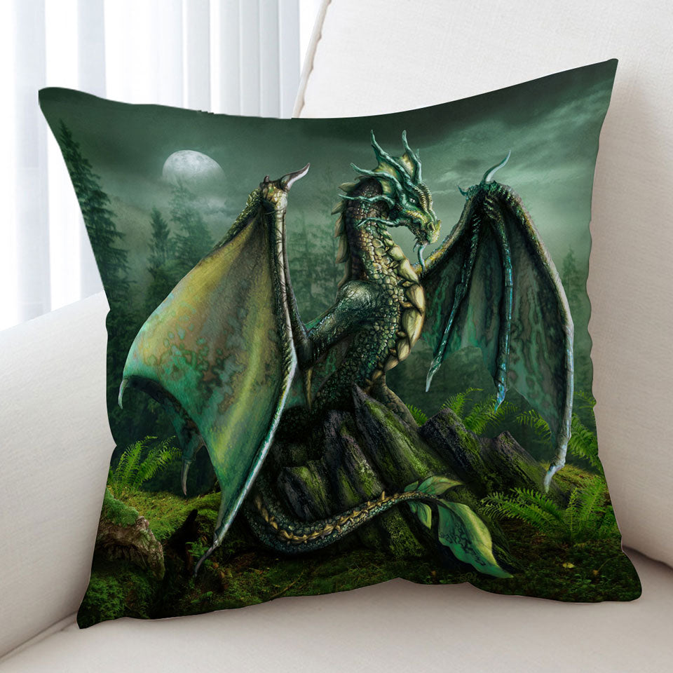 Cool Fantasy Art Garwin the Green Forest Dragon Cushion