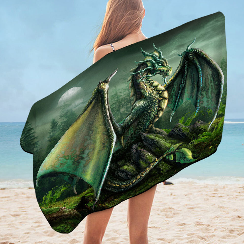 Cool Fantasy Art Garwin the Green Forest Dragon Pool Towel