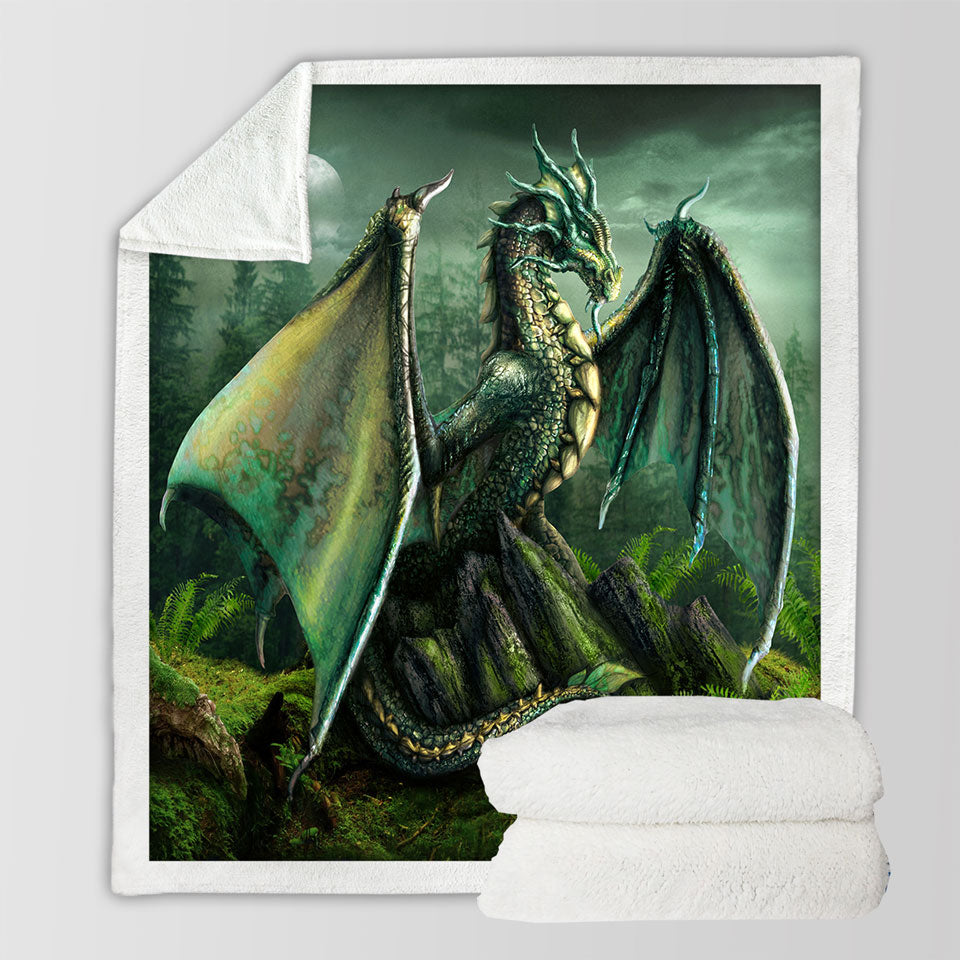 products/Cool-Fantasy-Art-Garwin-the-Green-Forest-Dragon-Throws