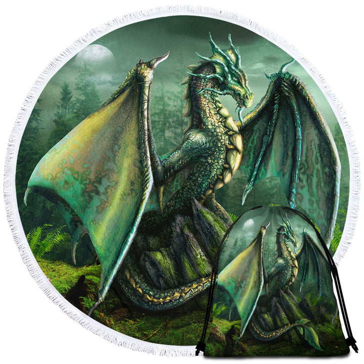 Cool Fantasy Art Garwin the Green Forest Dragon Travel Beach Towel