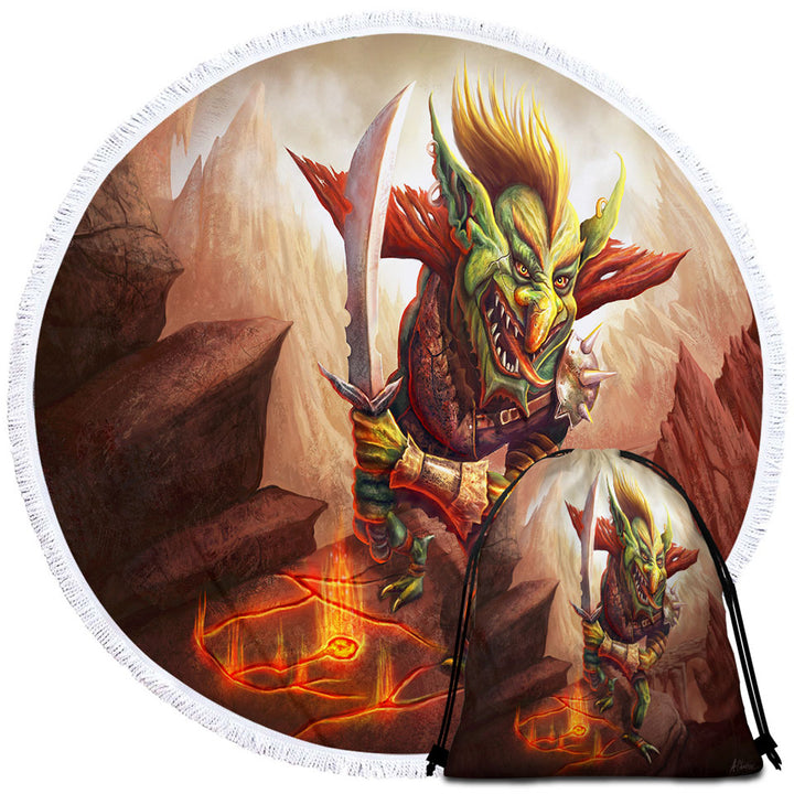 Cool Fantasy Art Goblin Round Beach Towel