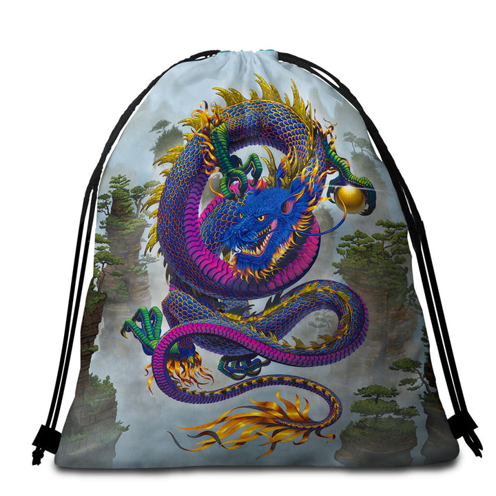 Cool Fantasy Art Good Fortune Chinese Dragon Beach Bags and Towels
