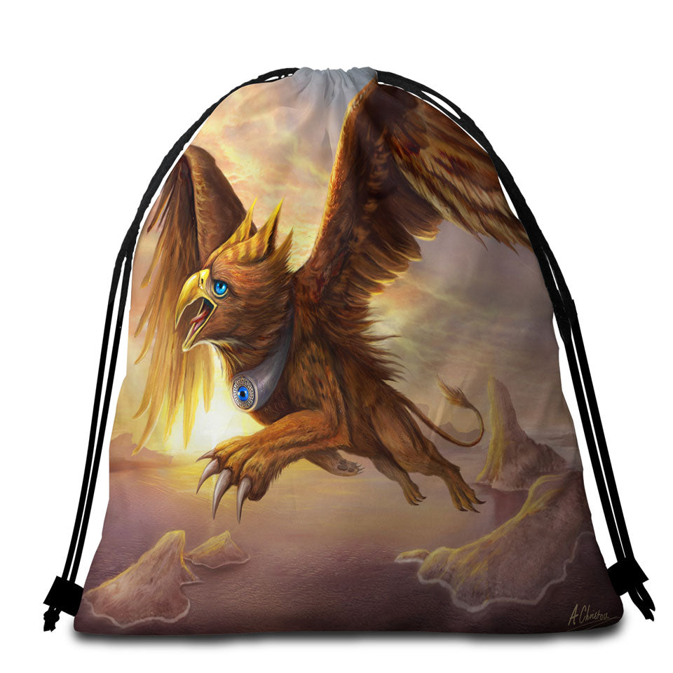 Cool Fantasy Art Griffin Beach Towel Bags