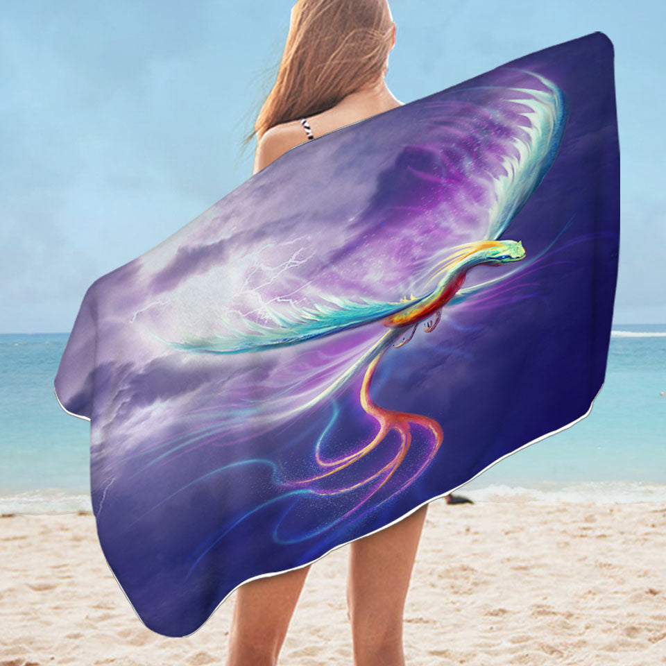 Cool Fantasy Art Microfibre Beach Towels Thrasys the Dragon Bird