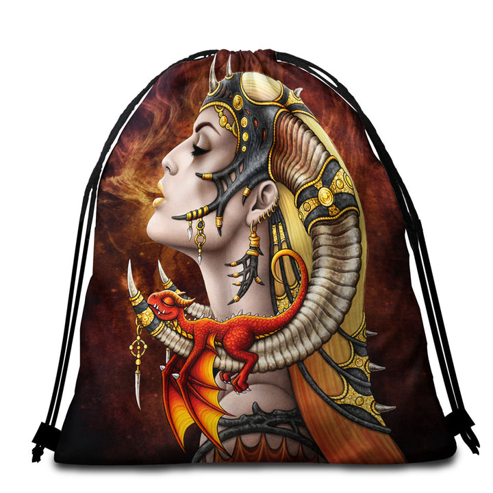 Cool Fantasy Art Mother of Dragons Beach Towel Bags