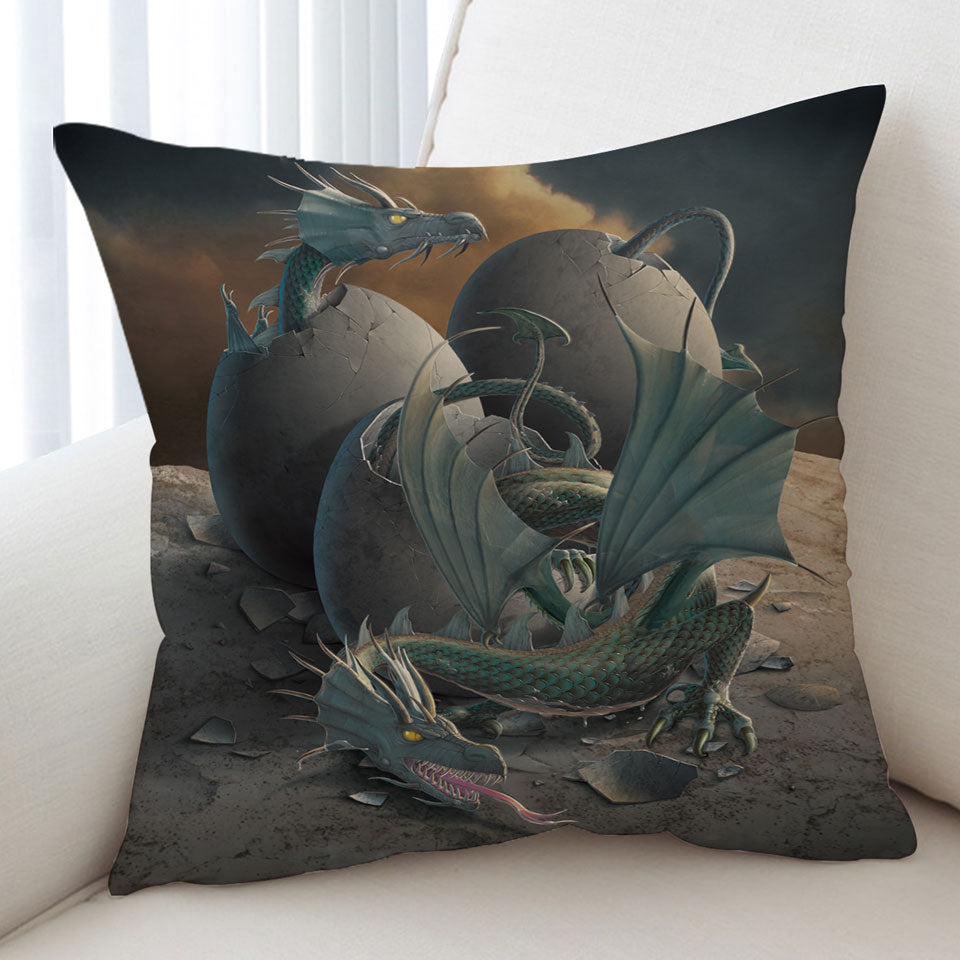 Cool Fantasy Art Offspring Hatching Dragons Cushion