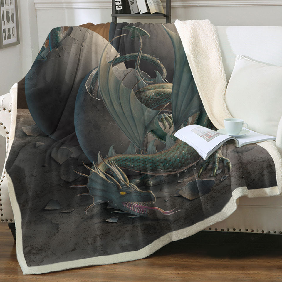 products/Cool-Fantasy-Art-Offspring-Hatching-Dragons-Throw-Blanket