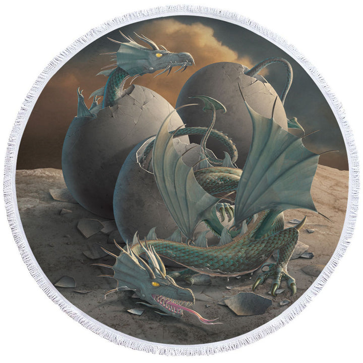 Cool Fantasy Art Offspring Hatching Dragons Unusual Beach Towels