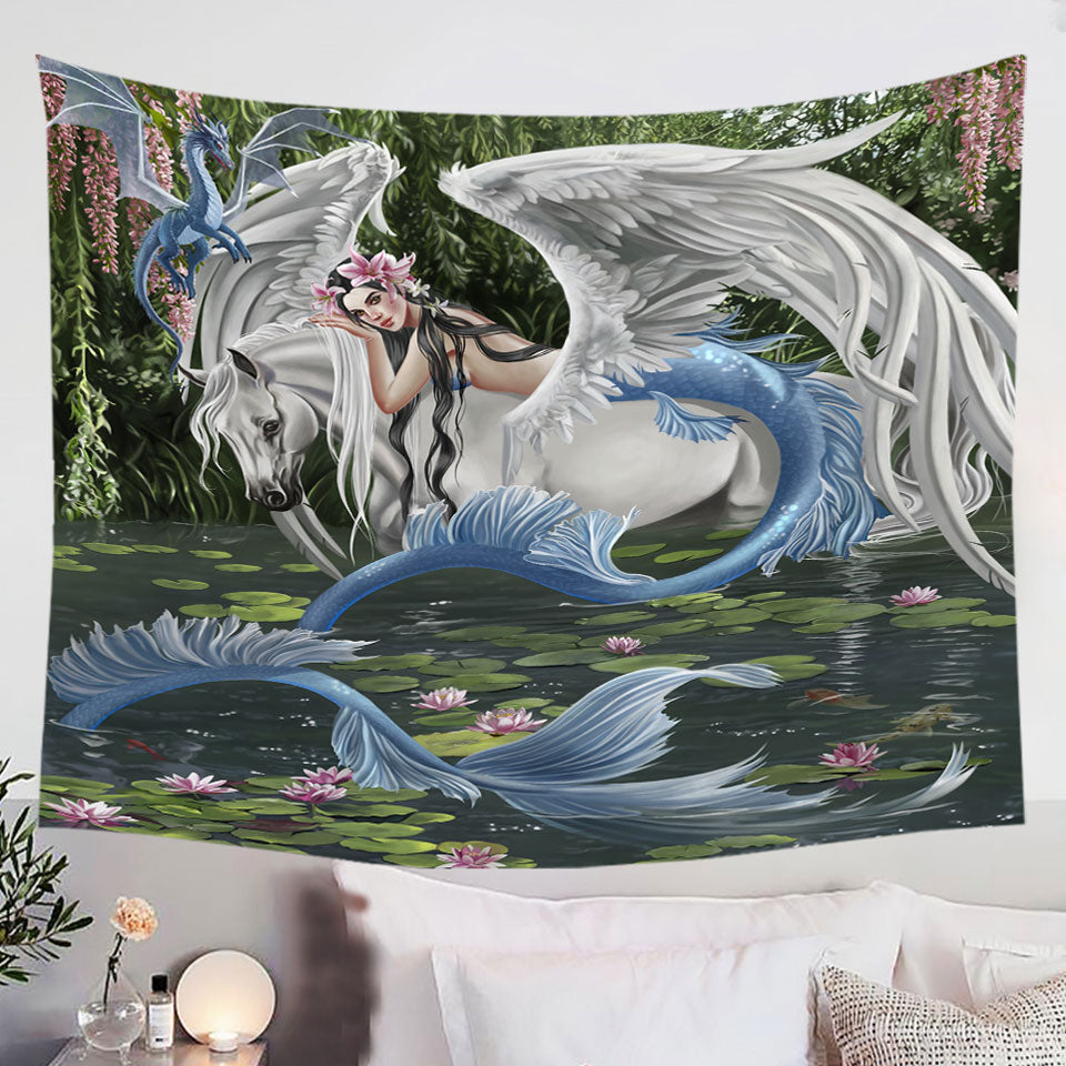 Cool-Fantasy-Art-Pegasus-Mermaid-and-Dragon-Wall-Decor