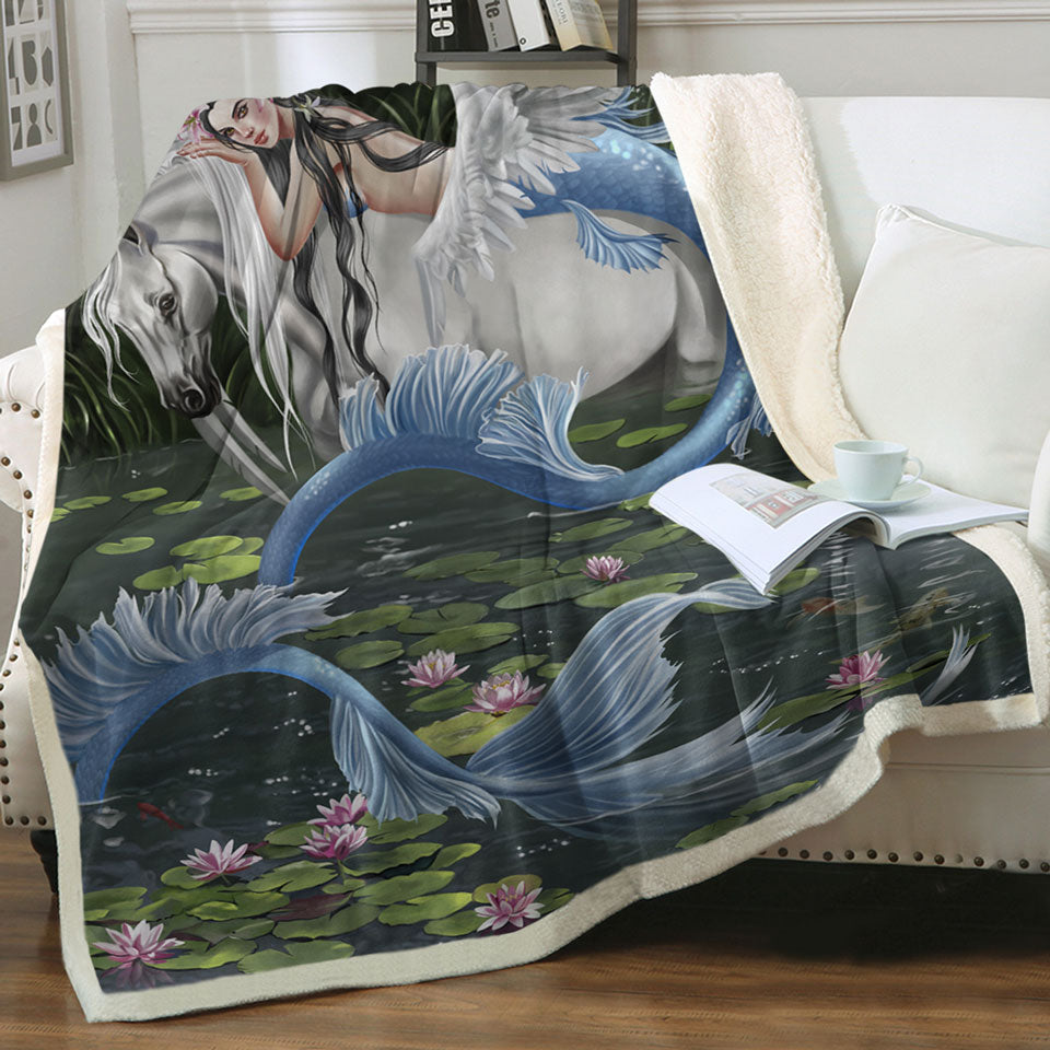 products/Cool-Fantasy-Art-Pegasus-and-Water-Lilies-Pond-Mermaid-Throw-Blanket