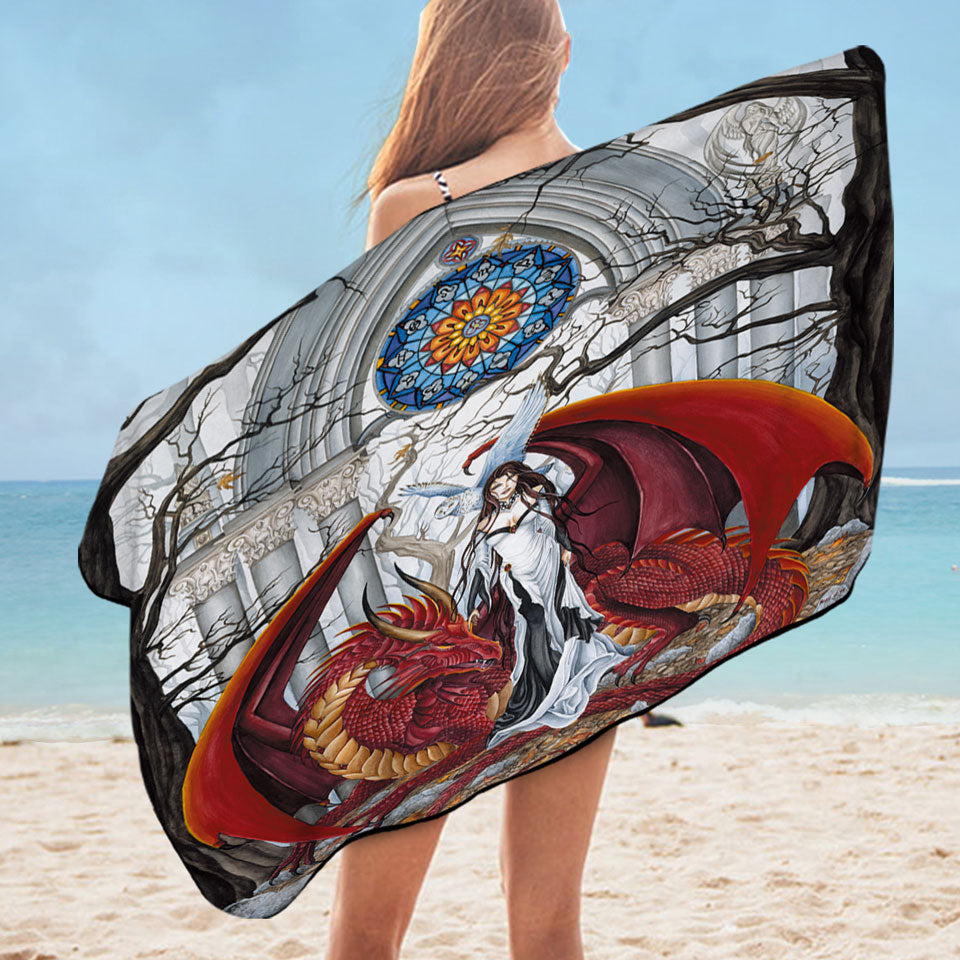 Cool Fantasy Art Pool Towels Wisdom the Dragon Queen
