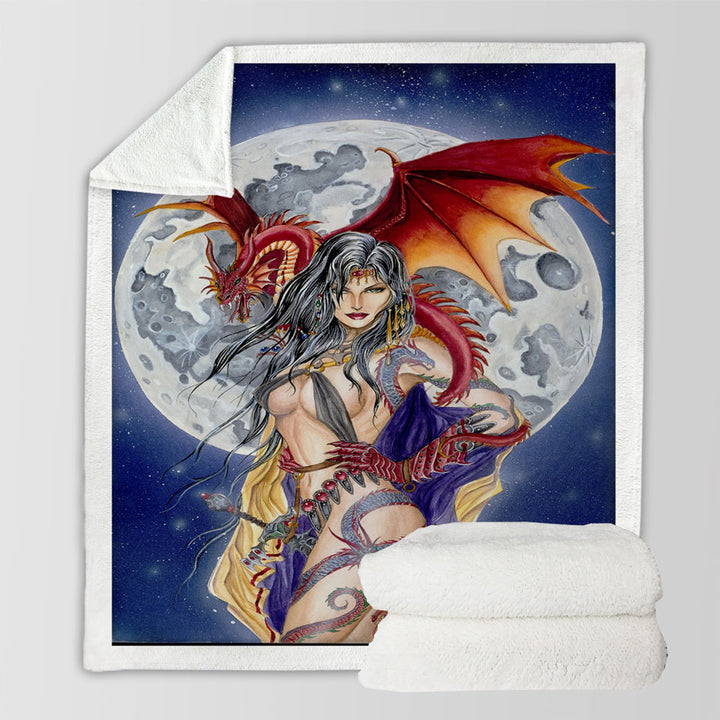 products/Cool-Fantasy-Art-Sexy-Warrior-Throws-for-Men-Lady-and-Her-Moon-Dragon