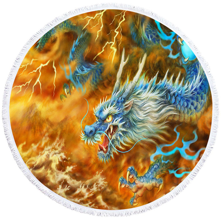 Cool Fantasy Art Storm East Chinese Dragon Beach Towel