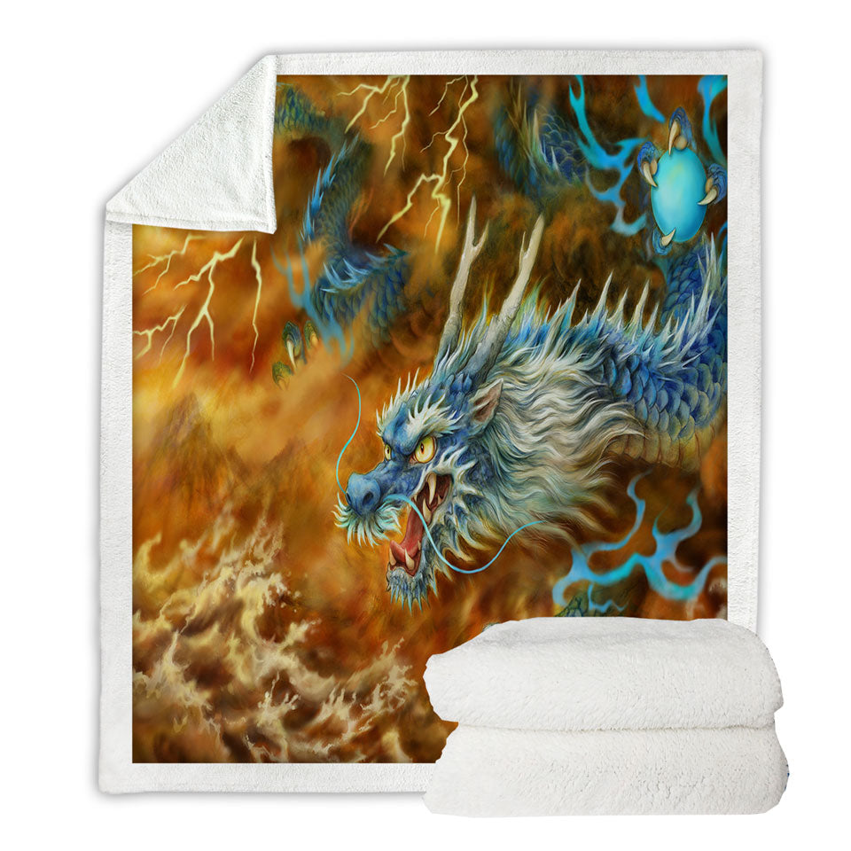 Cool Fantasy Art Storm East Chinese Dragon Couch Throws