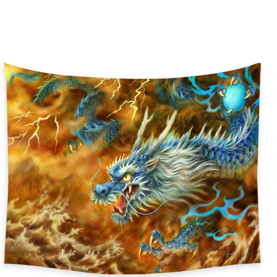 Cool Fantasy Art Storm East Chinese Dragon Tapestry