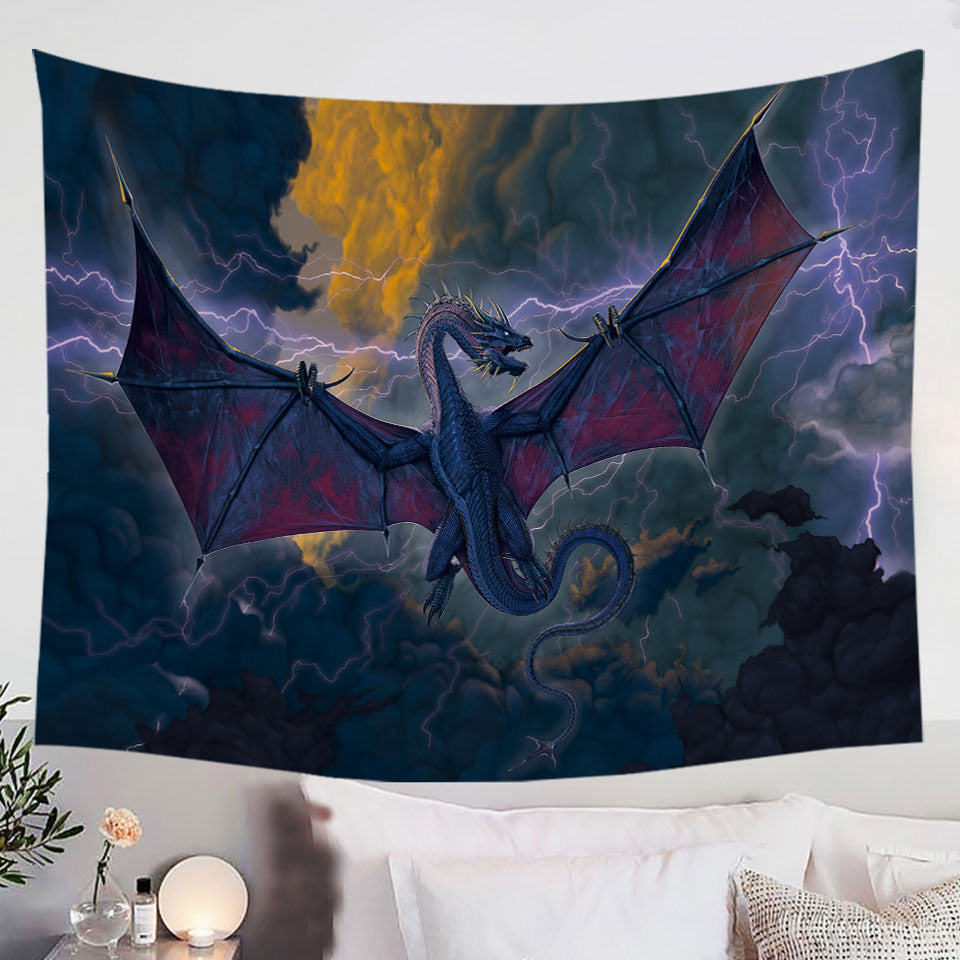Cool-Fantasy-Art-Wall-Decor-Lightning-and-Thunder-Dragon-Tapestry