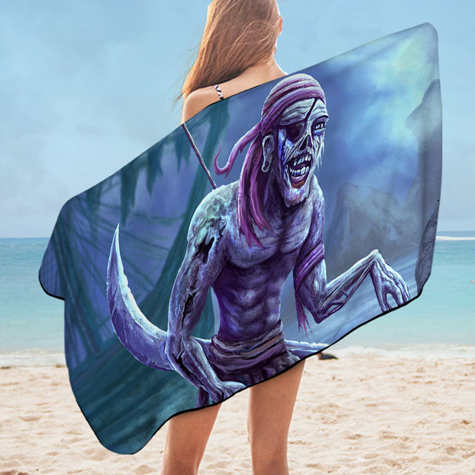 Cool Fantasy Art Zombie Pirate Beach Towel for Men