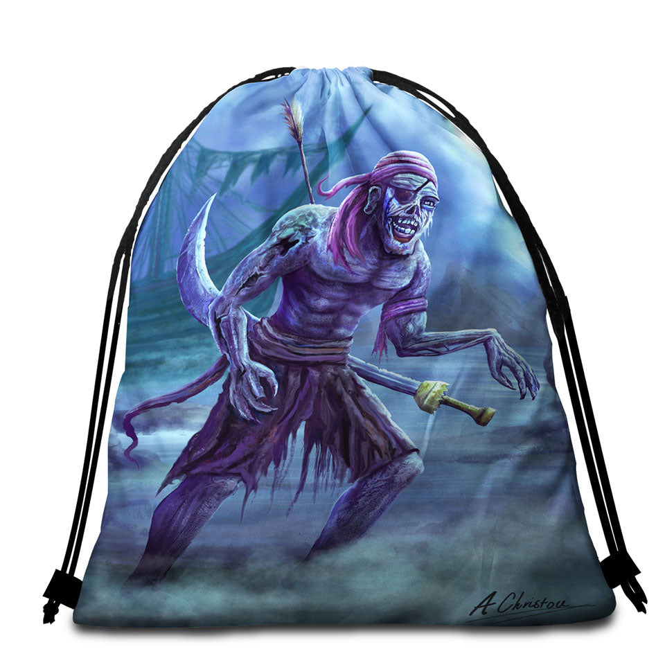 Cool Fantasy Art Zombie Pirate Beach Towels and Bags Set
