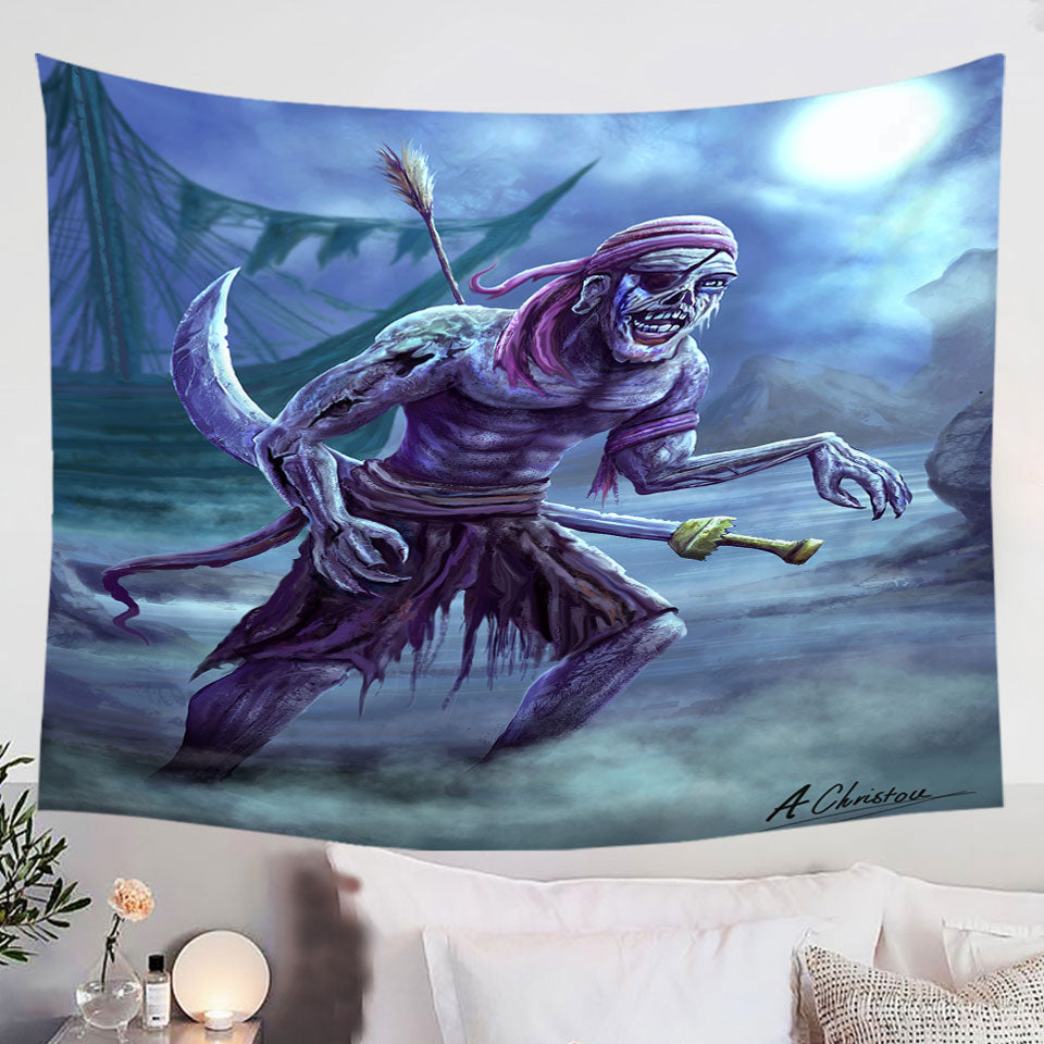 Cool-Fantasy-Art-Zombie-Pirate-Tapestry-Wall-Decor