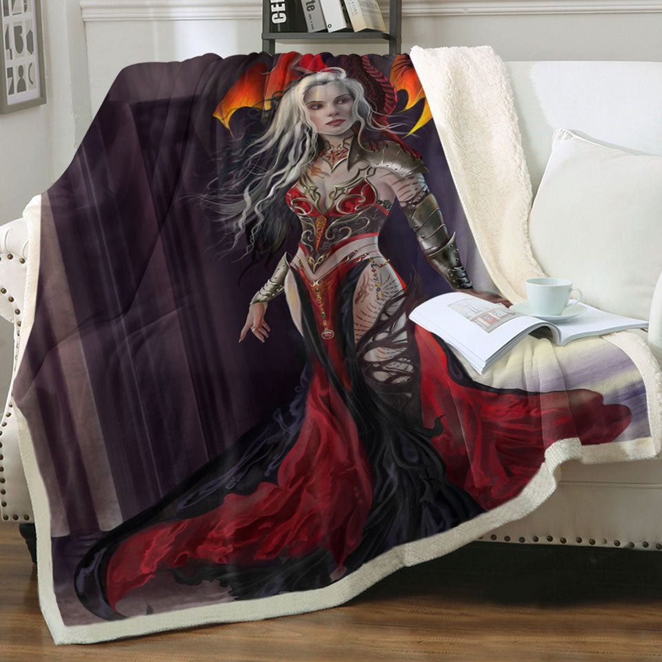 products/Cool-Fantasy-Art-the-Dragon-Queen-Sherpa-Blanket