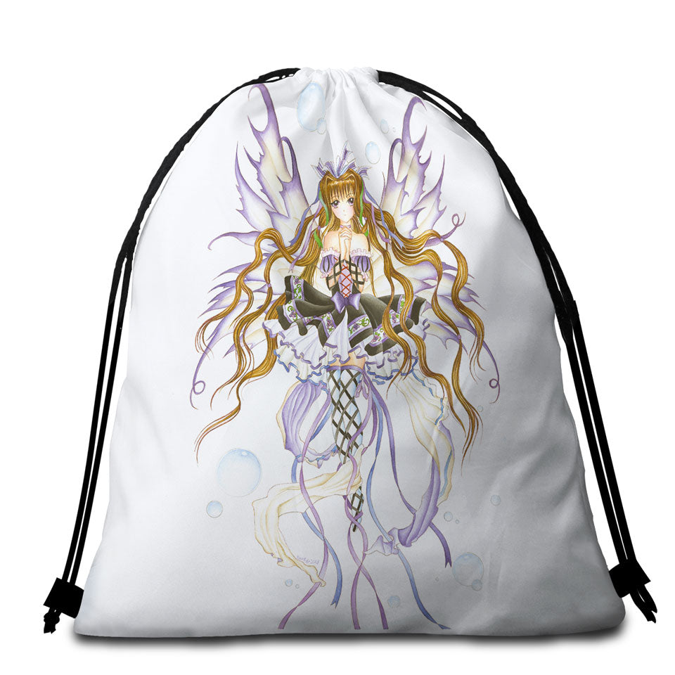 Mens Beach Towel Bags Tropical Sexy Girl and Tortoise