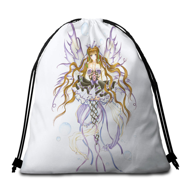 Mens Beach Towel Bags Tropical Sexy Girl and Tortoise