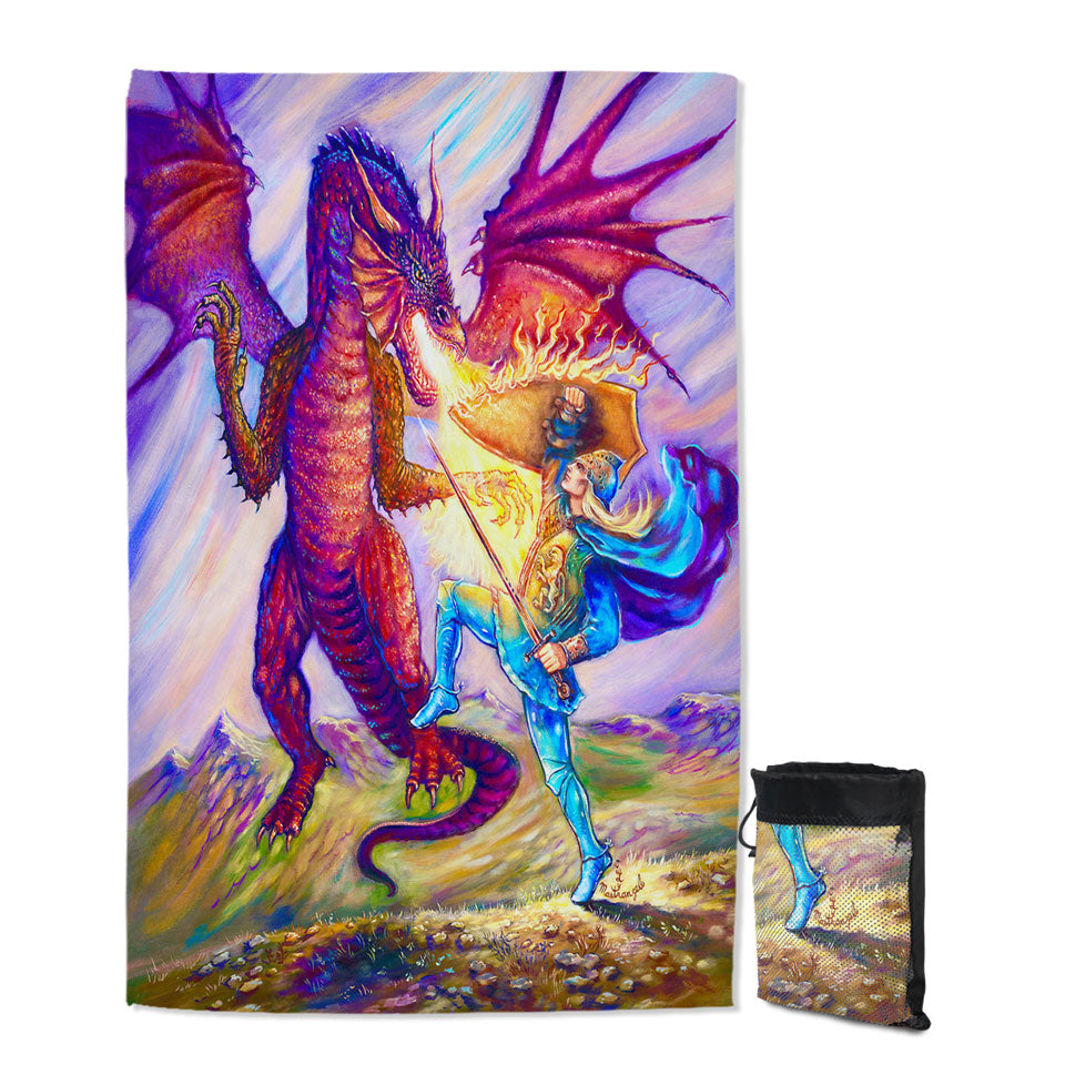 Cool Fantasy Beach Towels Art Painting Saint George and the Dragon
