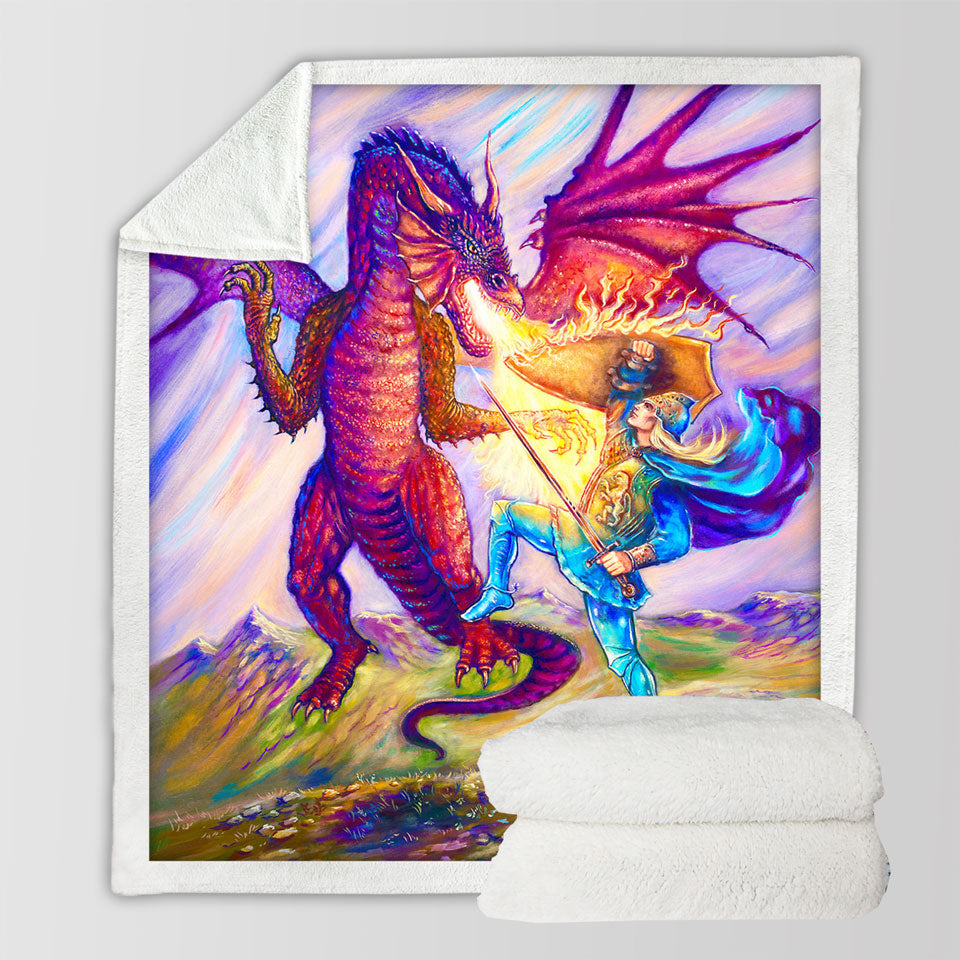 products/Cool-Fantasy-Fleece-Blankets-Art-Painting-Saint-George-and-the-Dragon