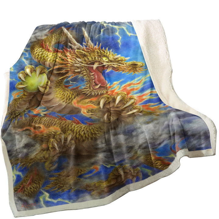 Cool Fantasy Lightning Storm and Golden Dragon Throws