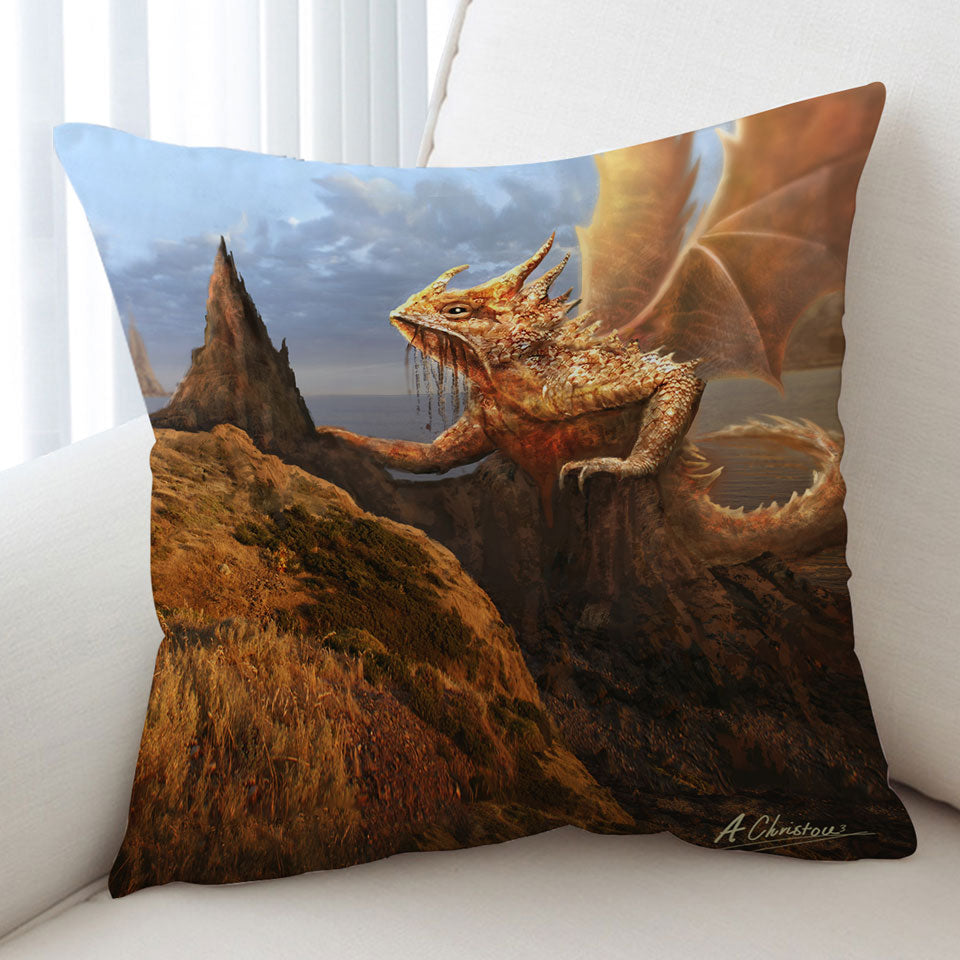 Cool Fantasy Rock Dragon Cushion