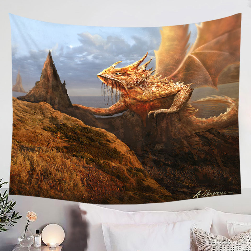 Cool-Fantasy-Rock-Dragon-Tapestry