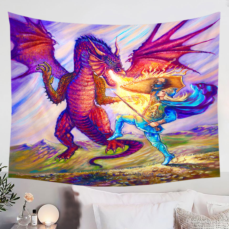 Cool-Fantasy-Wall-Decor-Art-Painting-Saint-George-and-the-Dragon