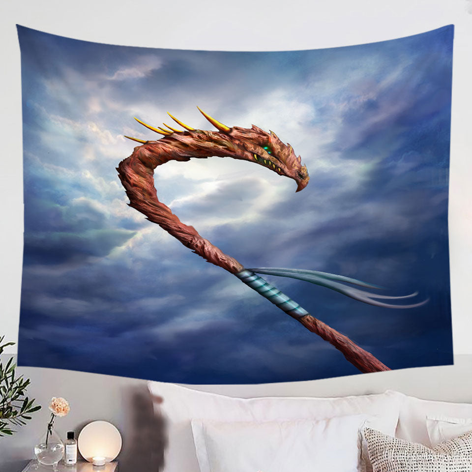 Cool-Fantasy-Weapon-Dragon-Spear-Tapestry-Wall-Hanging