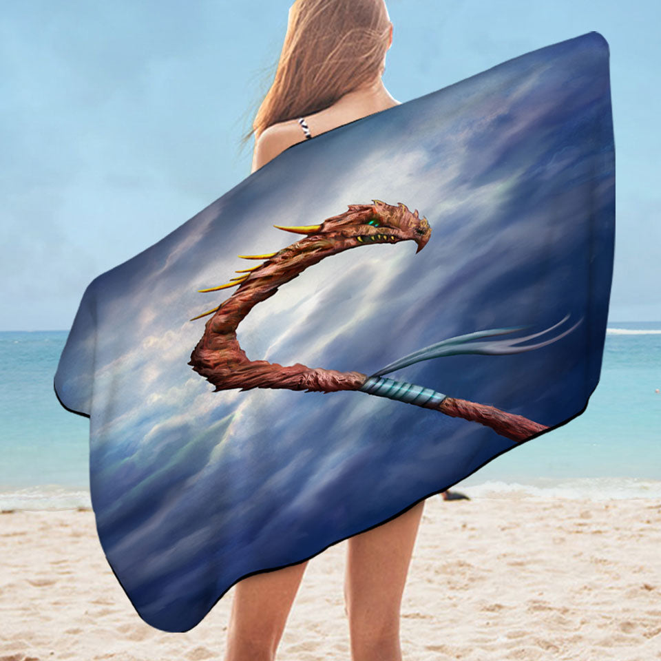 Cool Fantasy Weapon Dragon Spear Unique Beach Towels