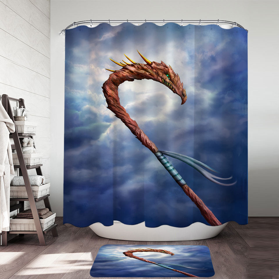 Cool Fantasy Weapon Dragon Spear Unique Shower Curtains