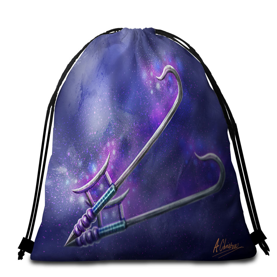 Cool Fantasy Weapon Hook Sword Beach Towel Bags