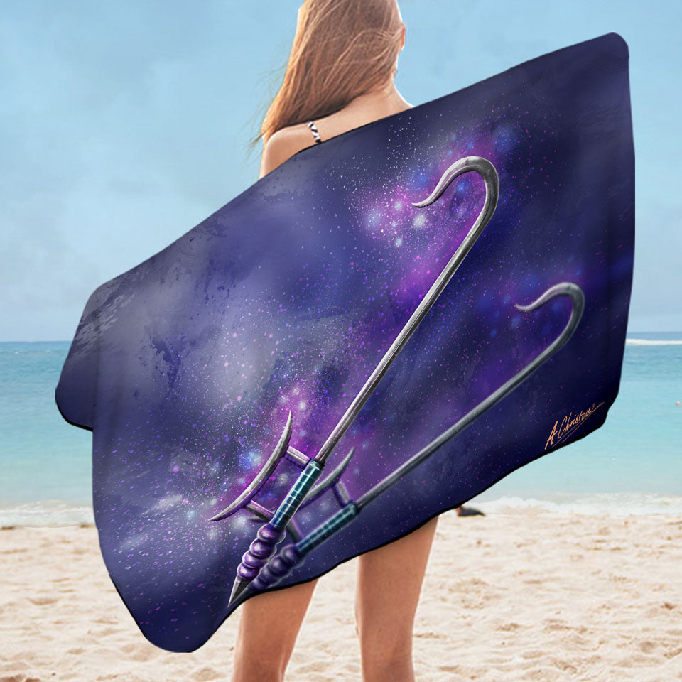 Cool Fantasy Weapon Hook Sword Beach Towel