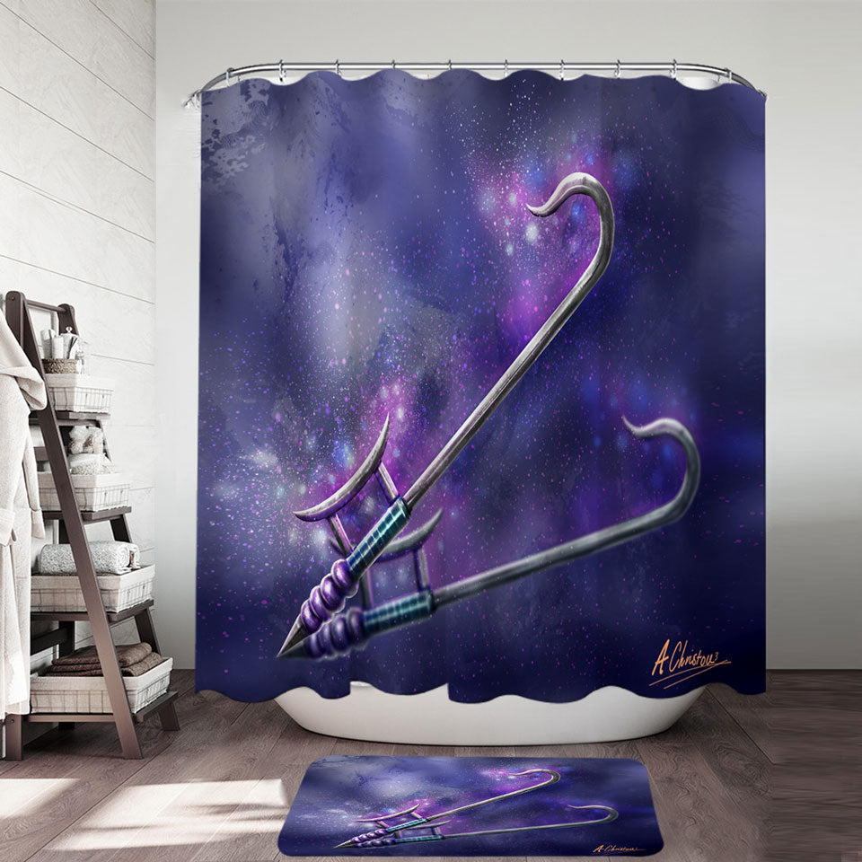 Cool Fantasy Weapon Hook Sword Shower Curtain