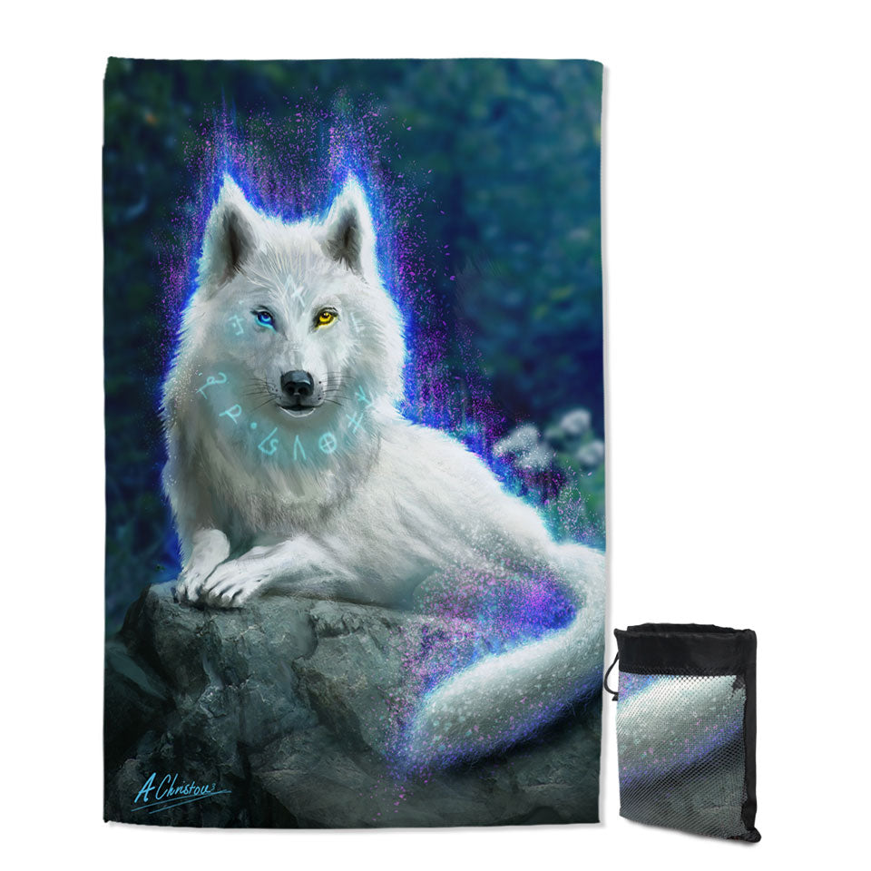 Cool Fantasy White Wolf Pool Towels with Animals