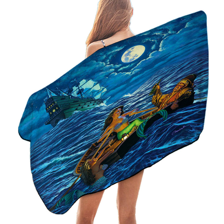 Cool Farewell Party Pirate Ship and Mermaids Beach Towels