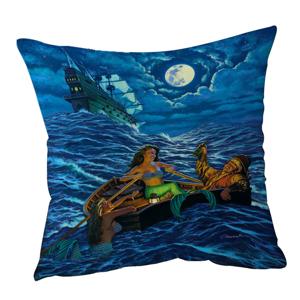 Cool Farewell Party Pirate Ship and Mermaids Sofa Pillows