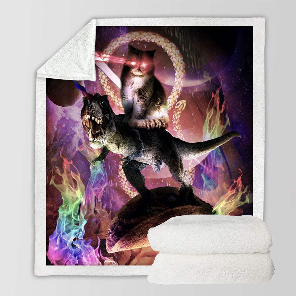 products/Cool-Fiction-Animals-Evil-Cat-Riding-Dinosaur-Sherpa-Blanket