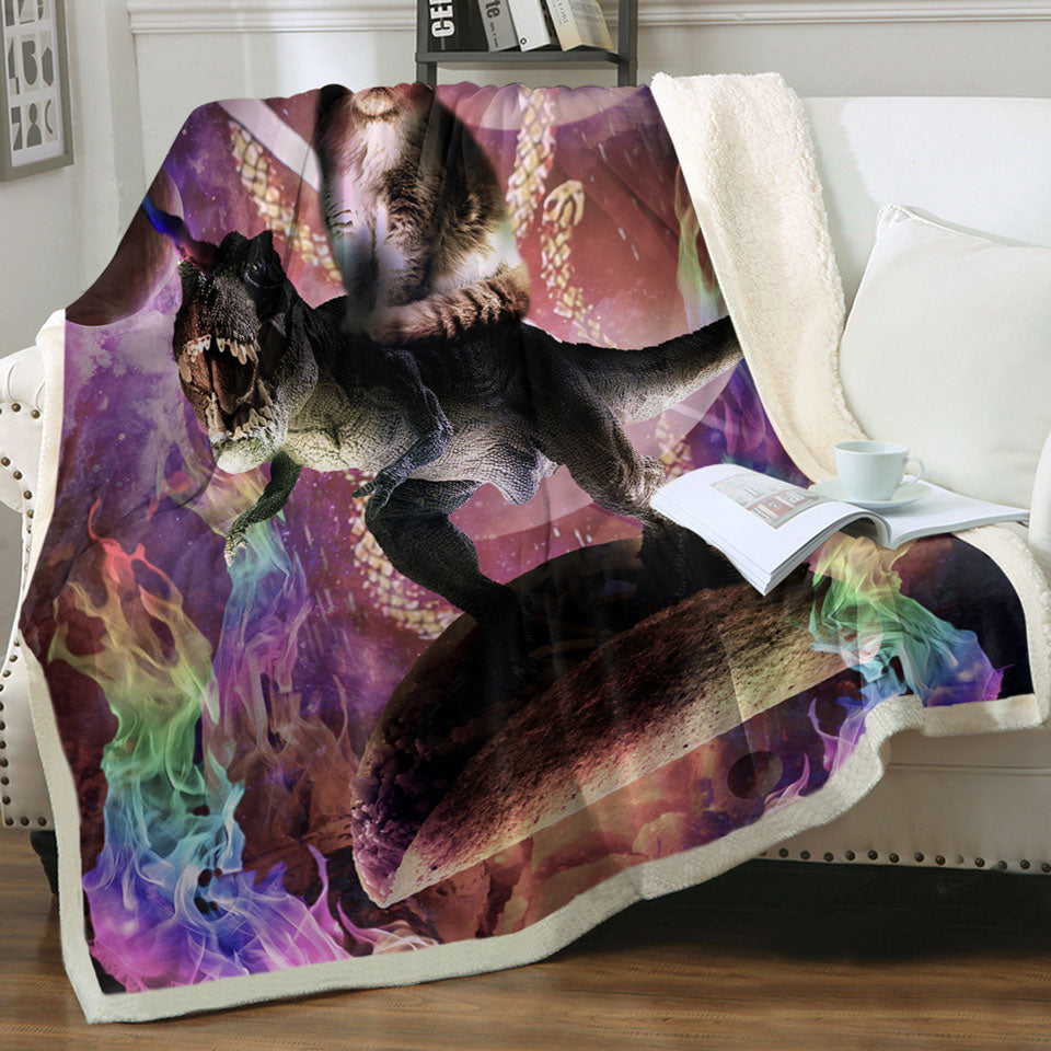 products/Cool-Fiction-Animals-Evil-Cat-Riding-Dinosaur-Throw-Blanket