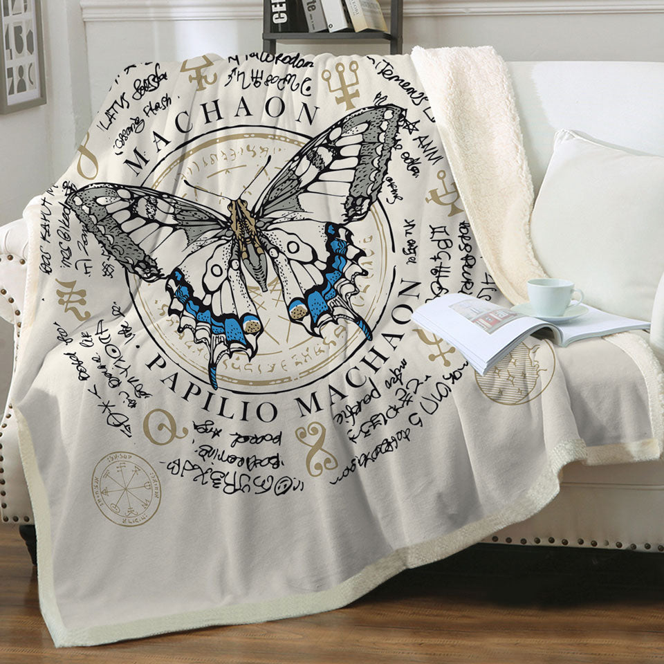 Cool Fleece Blankets with Ancient Symbols Papilio Machaon Butterfly