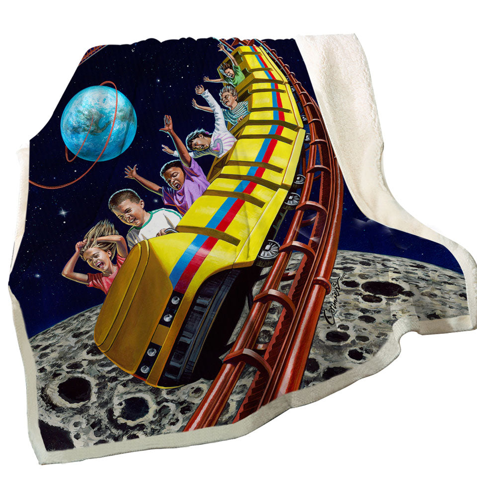 Cool Funny Blankets Kids Roller Coaster to the Moon
