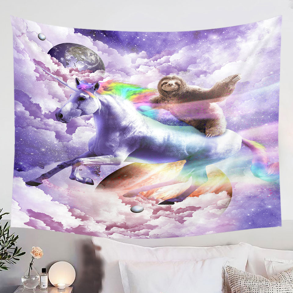 Cool-Funny-Crazy-Art-Epic-Space-Sloth-Riding-Unicorn-Hanging-Fabric-On-Wall