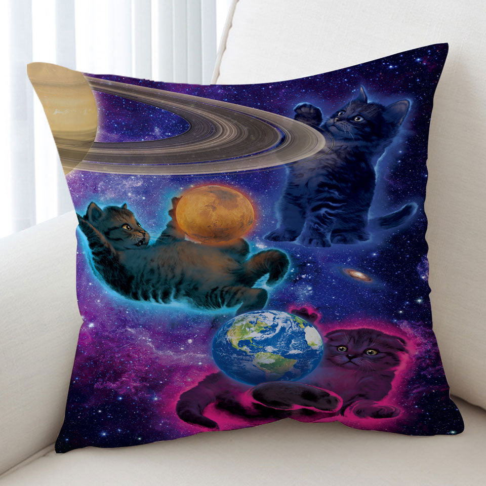 Cool Funny Cushion Covers Space Art Cosmic Kittens Cats